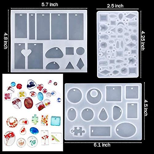 HASTHIP 109 PCS Silicone Resin Moulds for Jewellery Making with a Storage Bag, Epoxy Resin Moulds, Jewelry Casting Molds Craft DIY Set