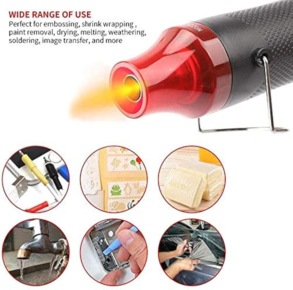 HASTHIP® Handheld Mini Heat Gun 300W Hot Air Multi-Function Electrical Tool for DIY Embossing Shrink Wrapping Drying Paint EU Plug 3 PCS