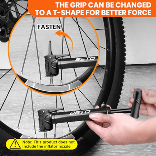 HASTHIP Bicycle Pump with Mounting Bracket Portable 9.84 Inches Small Bike Pump with 3 Air Valve Nozzlesor Presta & Schrader Valve 80PSI Manual Bike Pump Outdoor Emergency Bike Tyre Air Pump