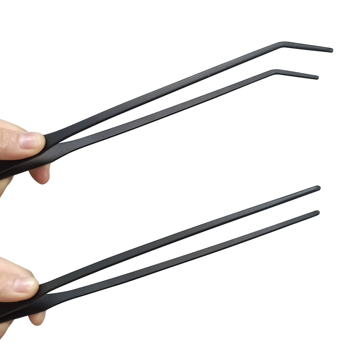 Qpets 2 Pcs Aquarium Aquascaping Tools for Fish Tank Stainless Steel Pointed & Curved Tweezers Set 27cm/10.6 inches Tweezers for Aquarium Planted Aquarium Accessories, Weather Resistant