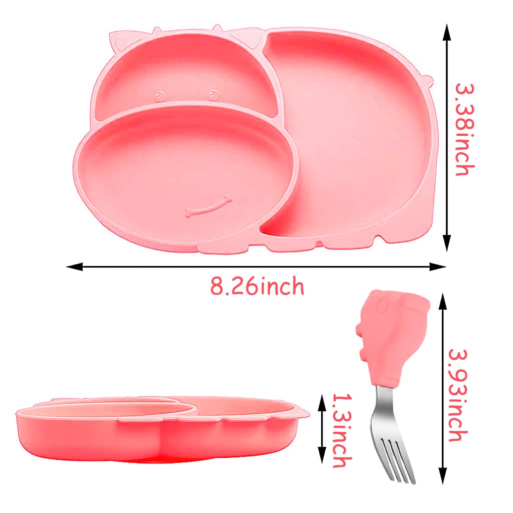 SNOWIE SOFT Suction Plates for Baby, Toddler Divided Dish, Kids Silicone Plates Fits Most Highchair Trays, Microwave Dishwasher Safe, BFA Free