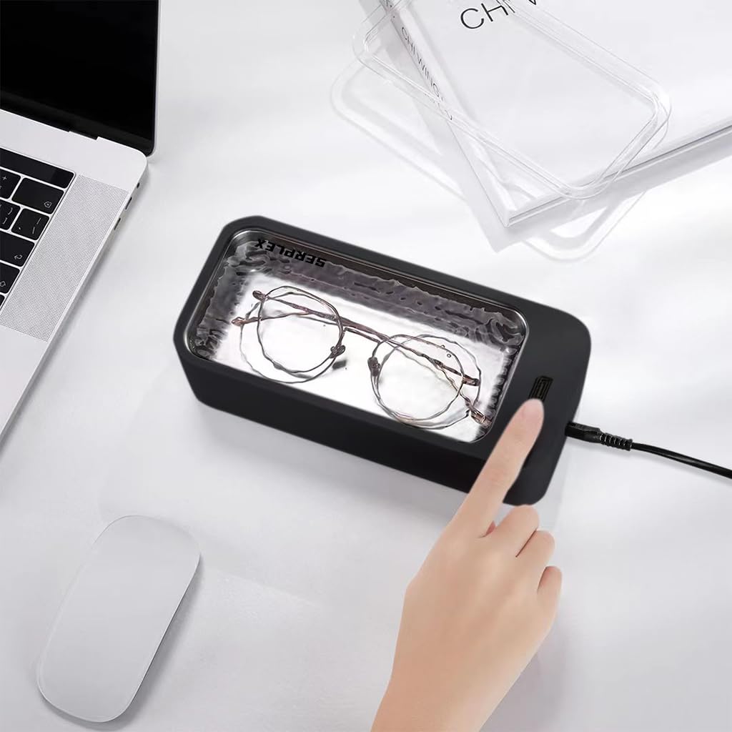 HASTHIP 42 kHZ Portable Professional Ultrasonic Mini Jewelry Cleaner with Stainless Steel 450ml Chamber for Cleaning Jewelry, Eyeglasses, Watches, Ring, Necklaces