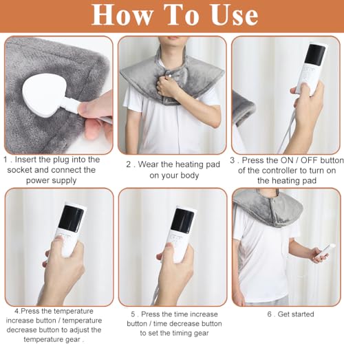 HANNEA Heating Pad Electric Heating Shawl for Shoulder, Neck, Back Pain Relief Heating Pad Wearing Heating Pad with 9 Heat Levels & 4 Timing Sets, Soft Plush Heating Shawl Gift Christmas Gift