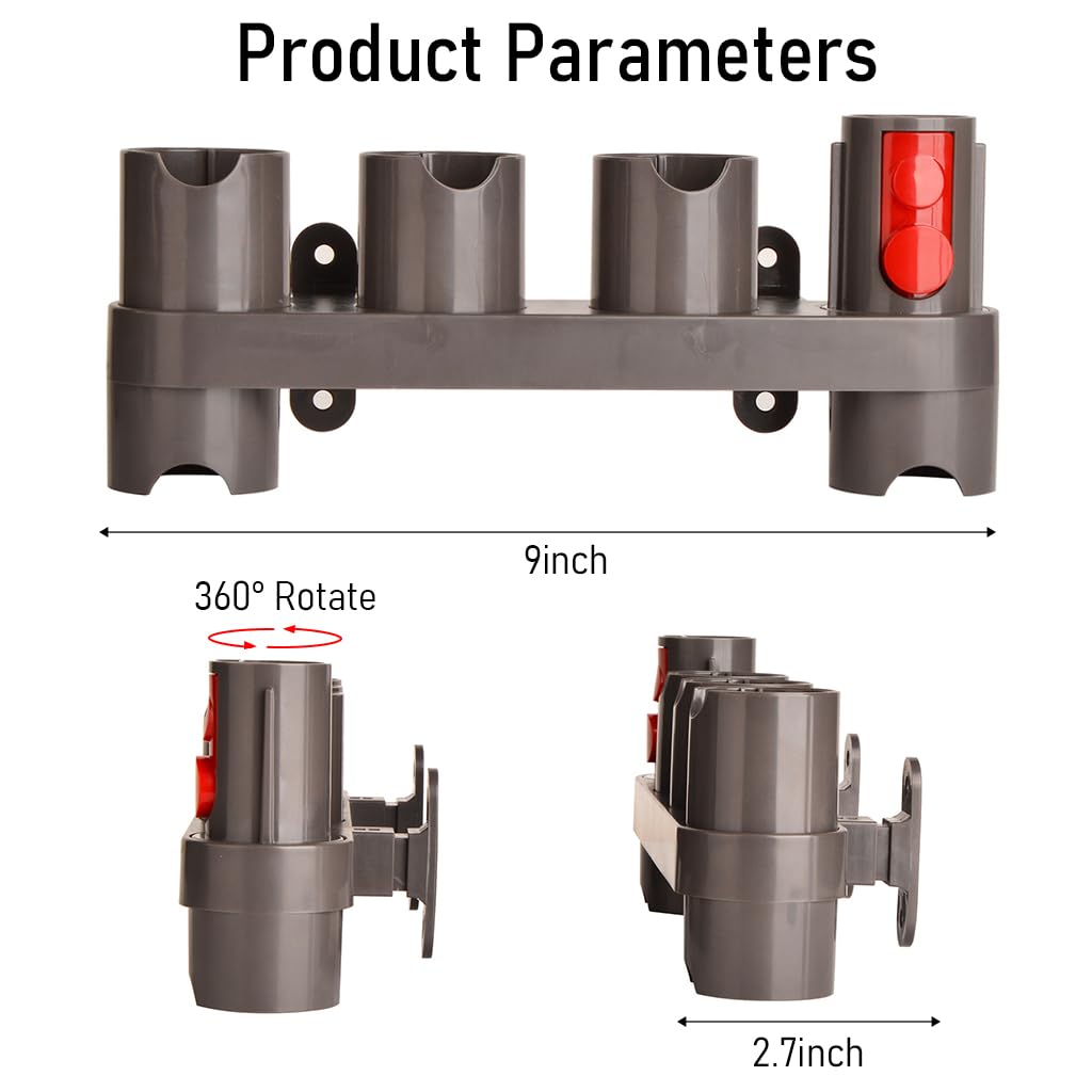 HASTHIP Wall Mounted Holder Organzier for Dyson V7/V8/V10/V11/V12/V15 Vacuum Cleaner Attachment - All-in-One Accessories Mount Holder Set