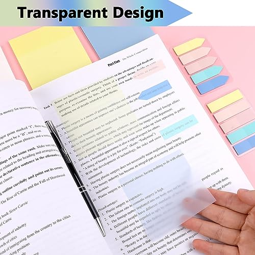 HASTHIP® 650 Sheets Sticky Notes Tabs Self Adhesive Transparent Pastel Clear Colored Index for Students School Office Supplies 1300 PCS
