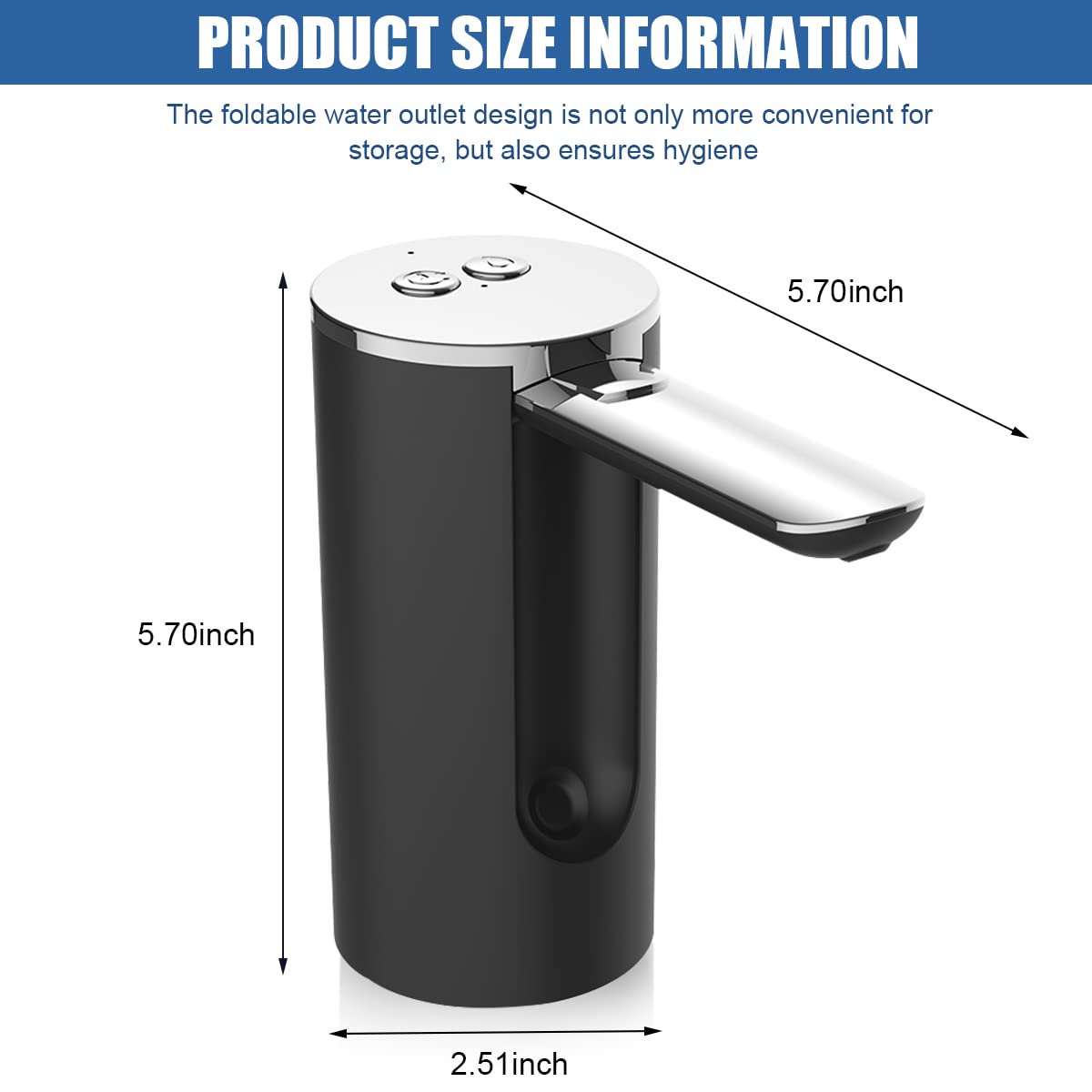 HASTHIP USB Electric Water Dispenser Pump with Fold Down Spout, Portable Cordless Water Pump, Universal 1-5 Gallon Water Can Automatic Water Bottle Pump Dispenser for Home Office Outdoor Camping