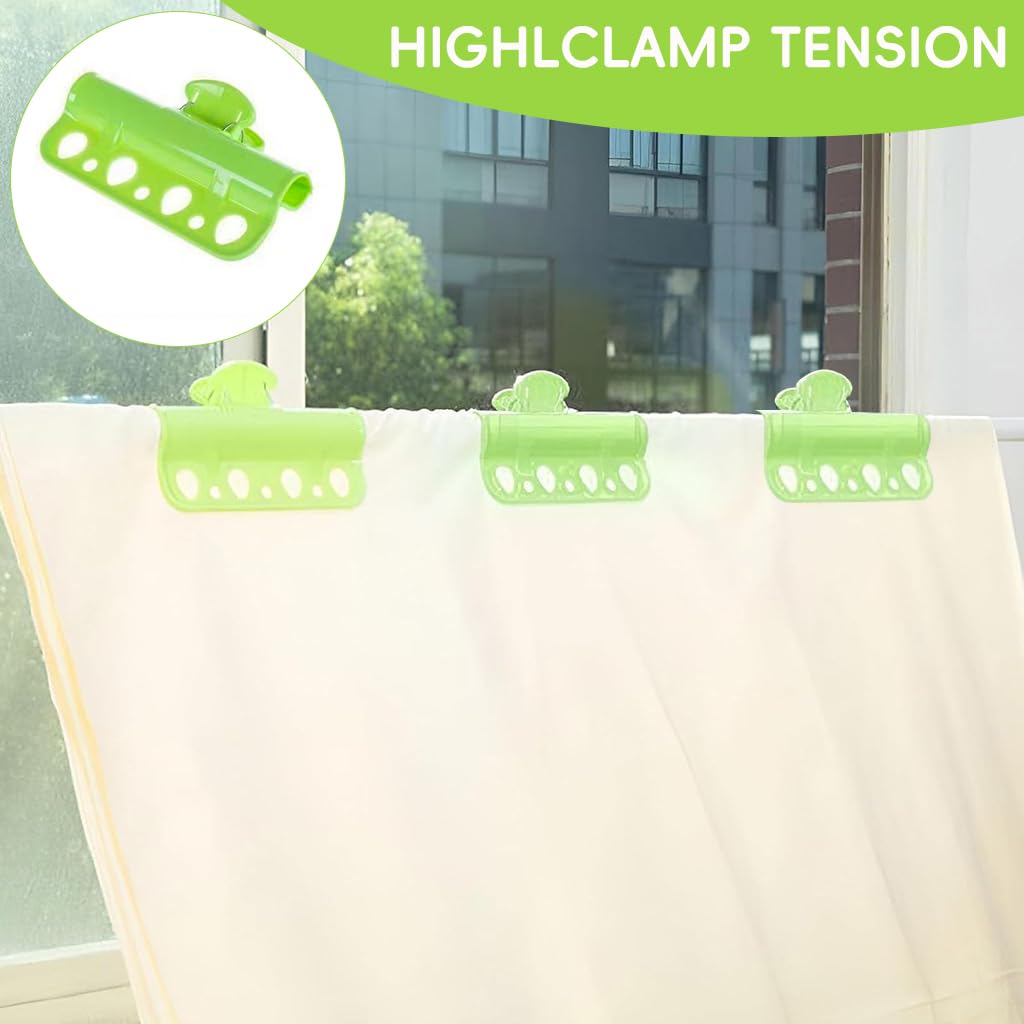 HASTHIP 4Pcs Hanger Clamps 7-holes Hanger Clamps for Drying Rod Windproof Clamps for Clothes Drying Rack Multifunctional Porous Hanger Clamps for Drying Rod Drying Rack Drying Stand