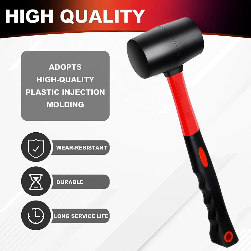 Serplex 12oz Rubber Mallet Hammer, and 45mm Double-Faced Soft Mallet, Durable Solid Rubber Head, for Flooring, Woodworking, DIY Projects Assembling, Construction and Landscaping