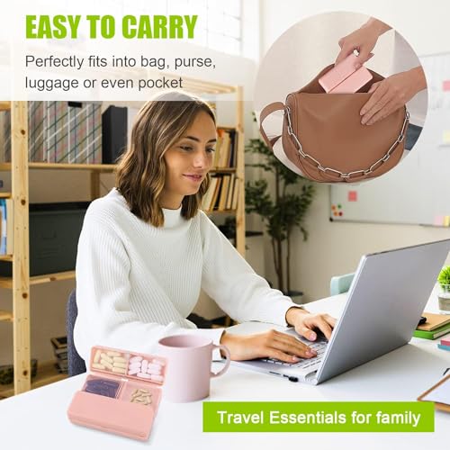 HANNEA® Pill Medicine Organizer Storage Box with 7 Compartments Folding Design Moisture-Proof for Vitamin Pills Supplements Holder Container Pink 3 PCS