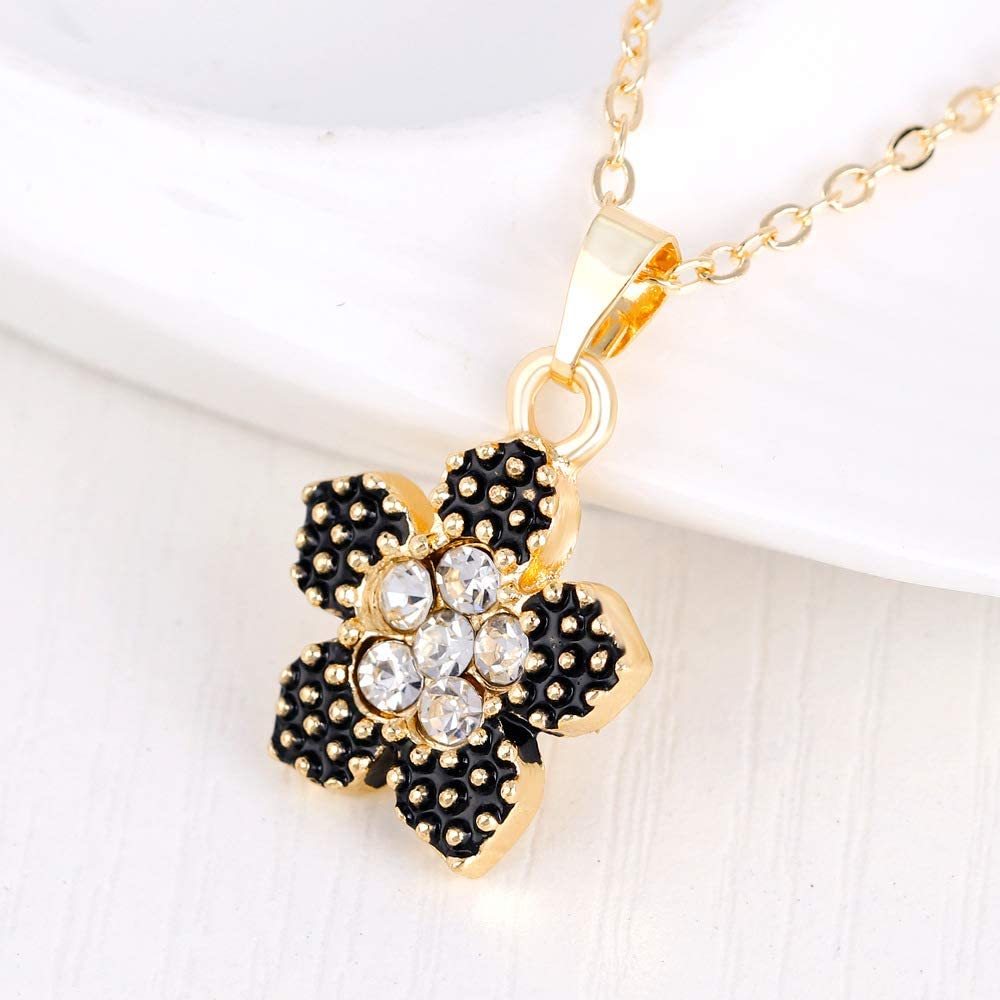 SANNIDHI Choker Necklace Set for Women & Girls Latest Alloy Diamond Rhinestone Floral Pendant with Earring Set, Bracelet, Ring Jewellery Set for Women and Girl Necklace Set for Gifting - 4 Pcs