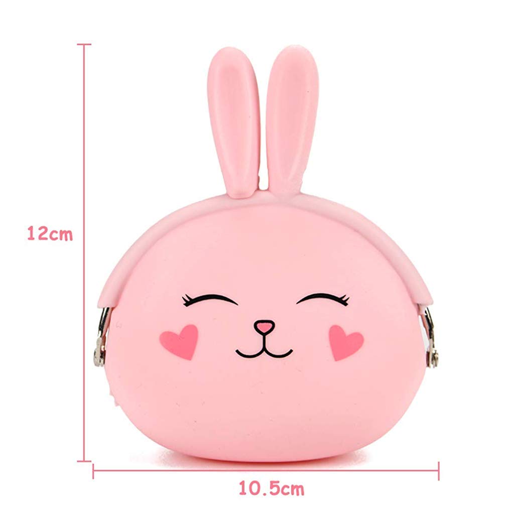 SANNIDHI 2 Pcs Silicone Coin Purse for Girls Stylish Coin Pouch Bag, Cute Bunny Small Coin Purse for Kids, Storage of Change, Small Accessories Wallet For Girls (Pink+White)
