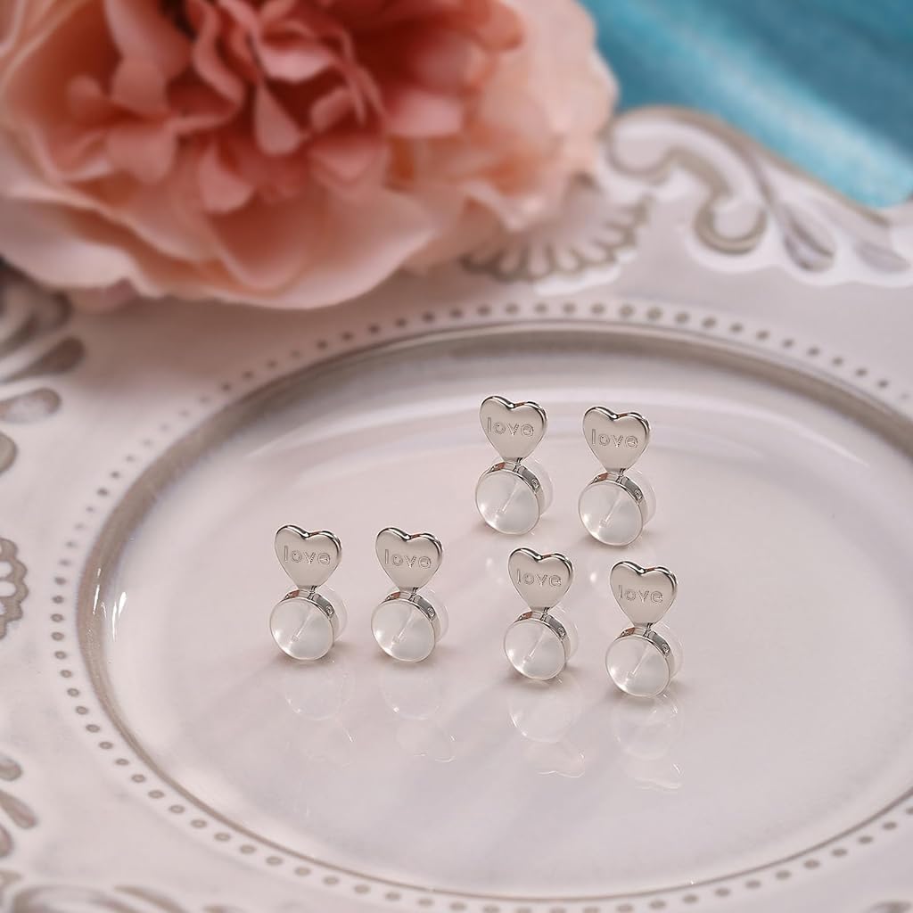 SANNIDHI® 18PCS Earring Support for Heavy Earrings Heart Back Stopper for Studs Dangle Silicone Backs With Box Supporter for Ears