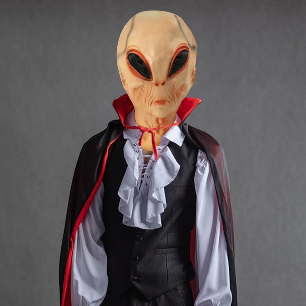 FANCYKU Halloween Alien Funny Mask, 2024 Horror Masquerade Skeleton Mask, Realistic Masks for Adults Human Face, Scary Skull Latex Mask for 15-45 Year Olds