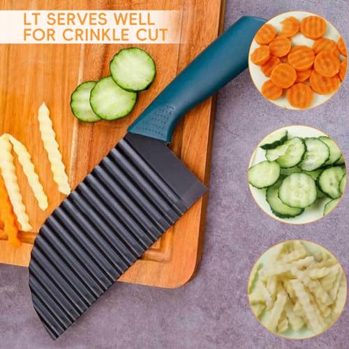 HASTHIP® Crinkle Cutter Knife Choppers for Potatoes Veggies Wave French Fry Slicer Large Handle Chopping for Salad Cucumber Carrots Fruit 3 PCS
