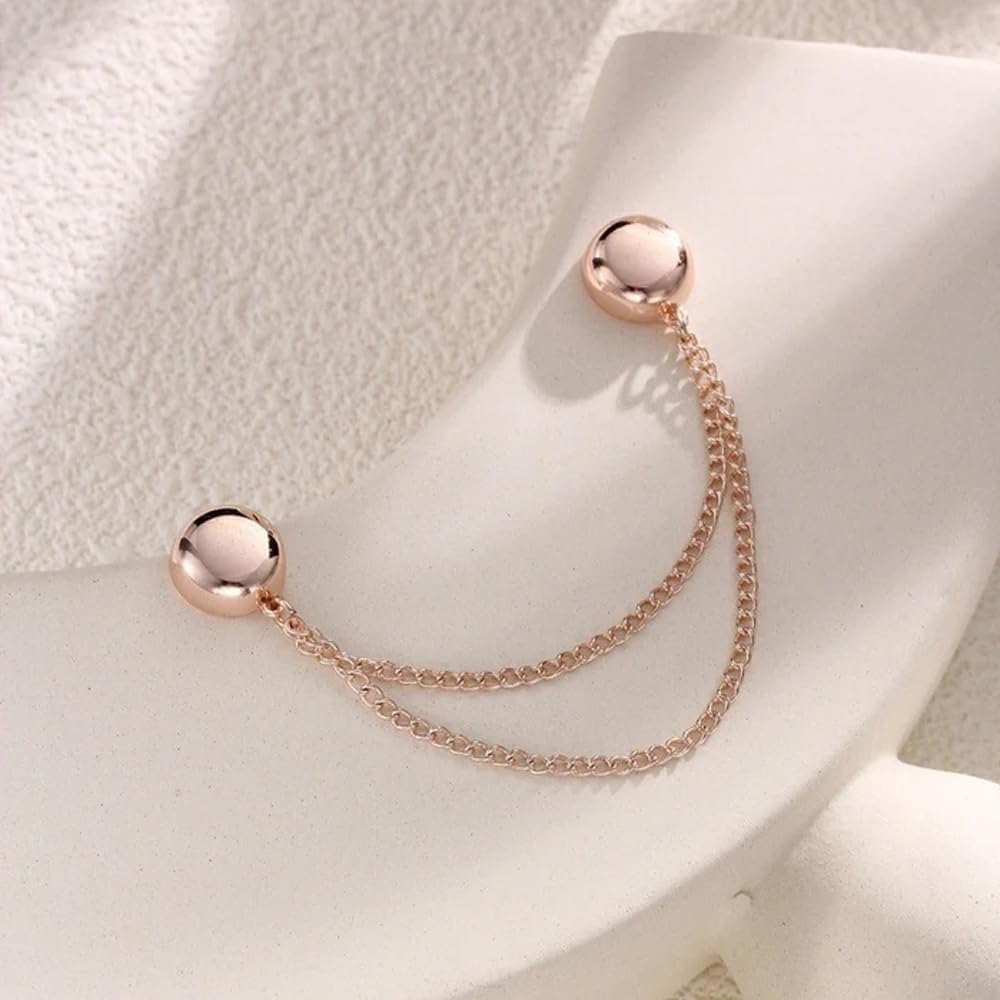 HASTHIP 4Pcs Magnetic Clothing Clip, Metal Pinless Brooch Clothes Hijab Magnets Chain, Magnetic Cuff Holder, Multi-Purpose Pant Buttons Clips for Shirts, Blazer, Trousers (4 Colors)