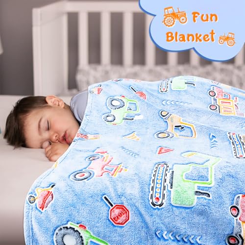 HASTHIP® Flannel Blanket Glow in The Dark Blanket Cartoon Print Blanket for Kids, 60''x78''Soft Plush Flannel Blanket for Party Night Comforter Blanket for Kids Fun Luminous Blanket
