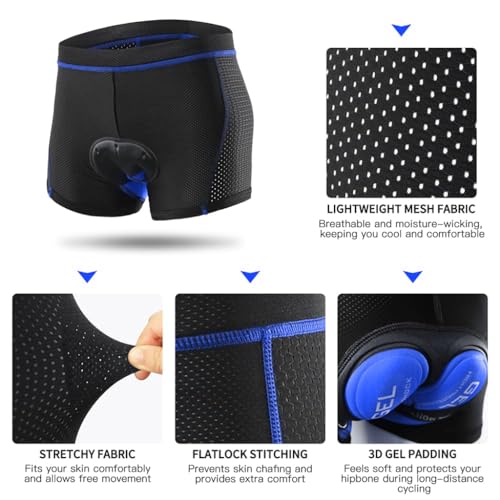 Proberos Men's Cycling Shorts 3D Padded Cycling Pants for Men High Stretchy Sport Pants Breathable Quick Dry Cycling Pants Outdoor Shorts Pants (Size, M)