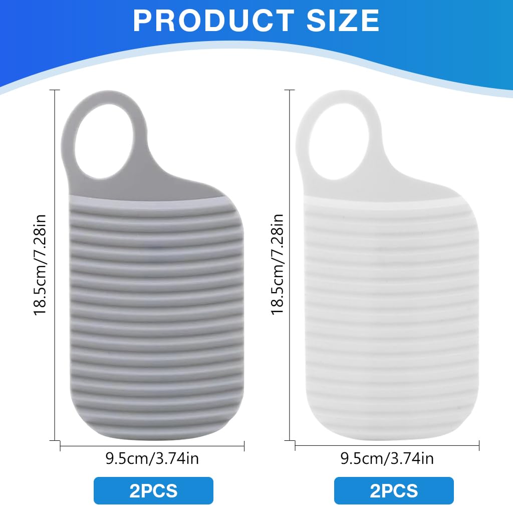 HASTHIP 4pcs Handheld Mini Washboards for Baby Towel Bibs Corrugated Rubber Washboard with Hole, Multipurpose Mini Washboard for Baby Clothes, Bibs, Socks, Underwear, Makeup Brushes, 9.5x18.5cm
