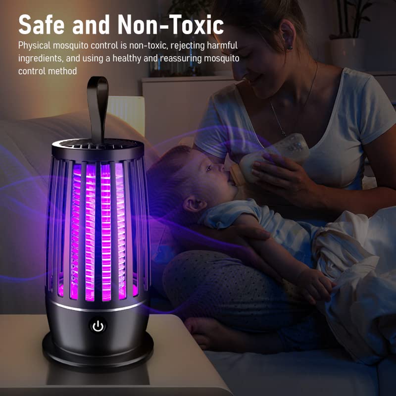 HASTHIP UV Mosquito Mosquito Killer Lamp with Night Light and1200mAh Battery, Quiet Electronic Insect Killer Machine and All Common Flies, Hanging Electric Bug Zapper for Indoor Outdoor Camping