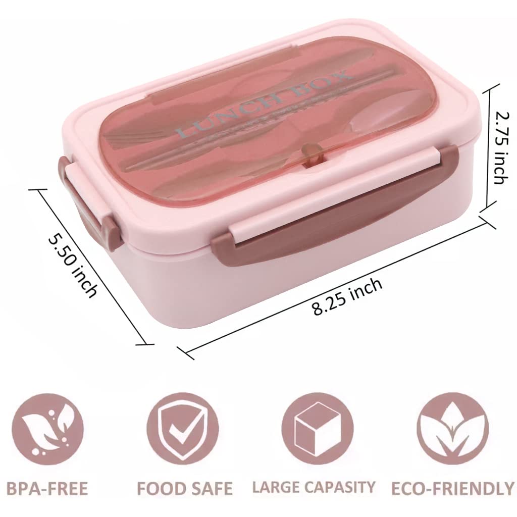 HASTHIP Lunch Box for Men Women Students Kids with 304 Stainless Steel Inner Gall and Cultery, 1000ML Leakproof Bento Box Portable Lunch Box for School Office Picnic Camping