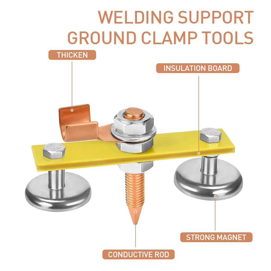 Serplex Welding Support Ground Clamp Tools, Welding Machine Double Single Welding Magnet Head, Strong Magnetism Large Suction, Copper Tail Welder Stability Clamps