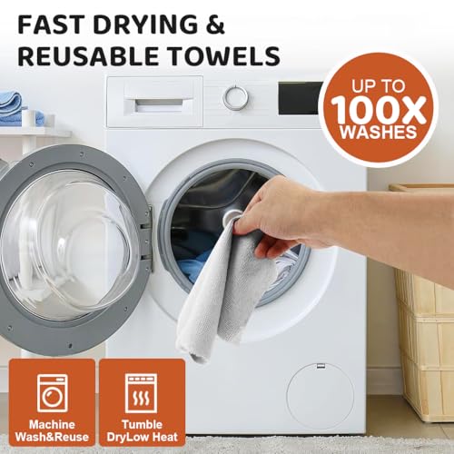 HASTHIP® 100Pcs Microfiber Cleaning Cloth Roll Pre-Cut Tear Away Kitchen Towels for Cleaning Highly Absorbent Reusable Streak-Free Multi-Purpose Cloths for Pots Counters Appliances & Dusting