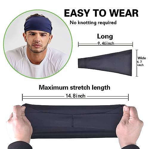 Proberos Head Band for Women Men, Premium Headband Sports Sweat Band, Elastic Non Slip Hair Band for Running Sports Travel Fitness Riding (Pack of 5)