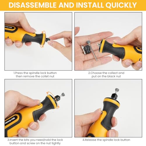 Serplex® Electric Engraving Pen Kit with 116PCS Accessories 7.2V Cordless Drill Machine 5 Variable Speed 8000-28000RPM 1100mAh LED Rechargeable for Wood Stone Metal Jewelry