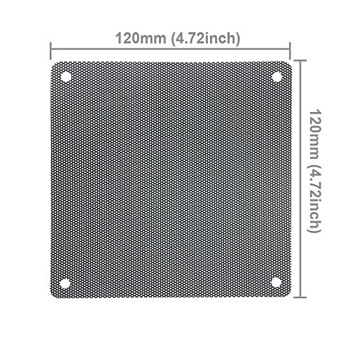 HASTHIP 5pcs 12cm PC Fan Dust Filter Black Square PC Computer Mesh Dustproof Case Cover Fan Dust Filter Cooler with 20 Screws (12cm)