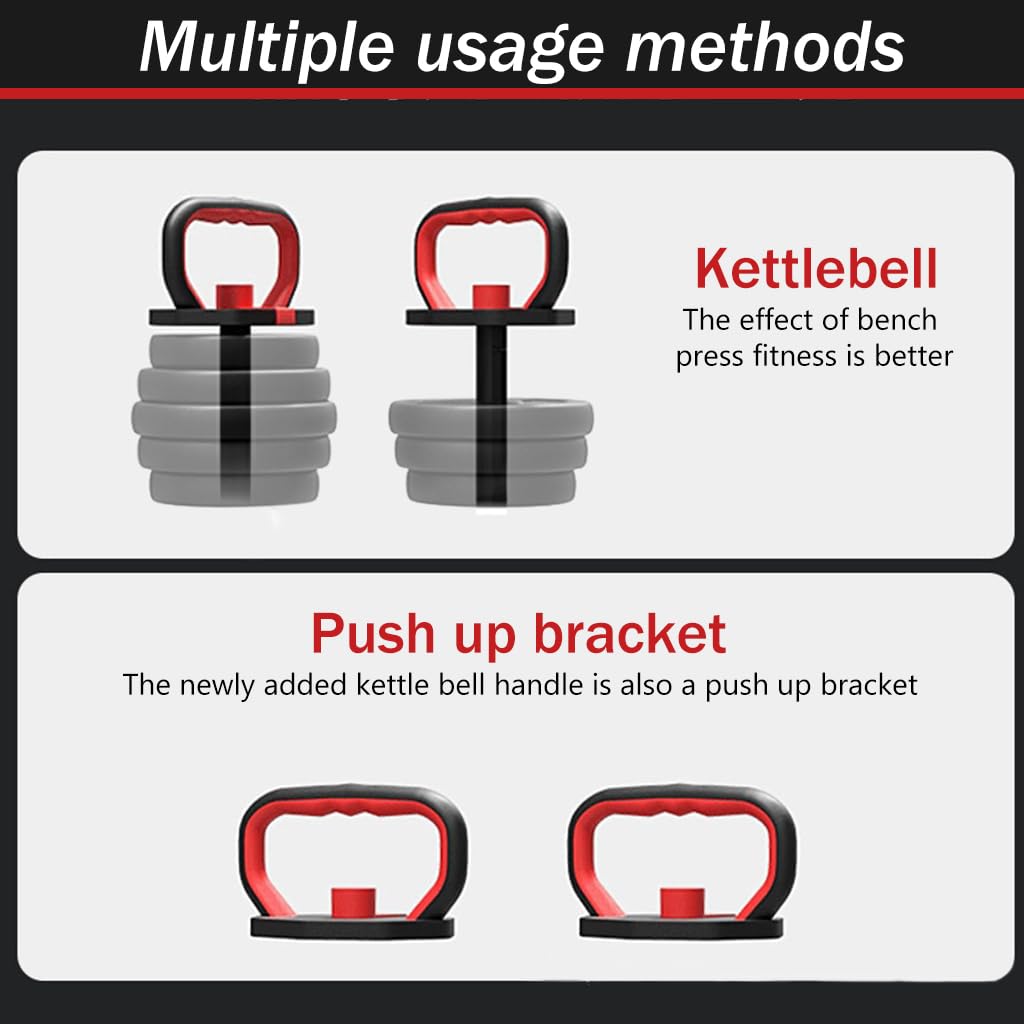 Proberos 2Pcs Kettlebell Converter Handle with Weight Plate Holder Shaft Dumbbell to Kettlebell Adjustable Converter Handle Anti-slip Safe Kettlebell Handle for Dumbbell Plates Push Up Floor Handles