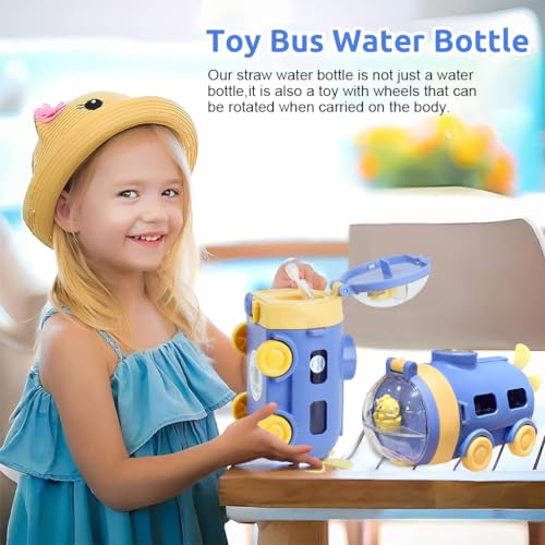 SNOWIE SOFT 550ml Water Bottle for Kids School Cartoon BPA-free Water Bottle Todder Water Bottle with Silicone Straw Leakproof Outdoor Water Bottle with Neck Strap Kids Water Bottle Gift for Kids