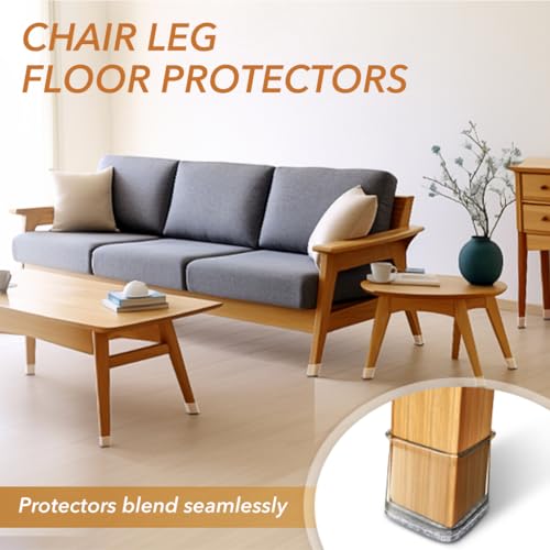 HASTHIP® 48PCS Chair Leg Floor Protectors Felt Padded Non-Slip Silicone for 1-1.5 Inch Tilting Vertical Legs Dining Chairs Bar Stools Office