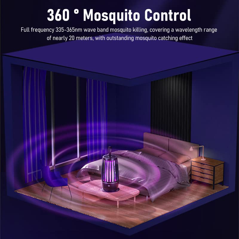 HASTHIP UV Mosquito Mosquito Killer Lamp with Night Light and1200mAh Battery, Quiet Electronic Insect Killer Machine and All Common Flies, Hanging Electric Bug Zapper for Indoor Outdoor Camping