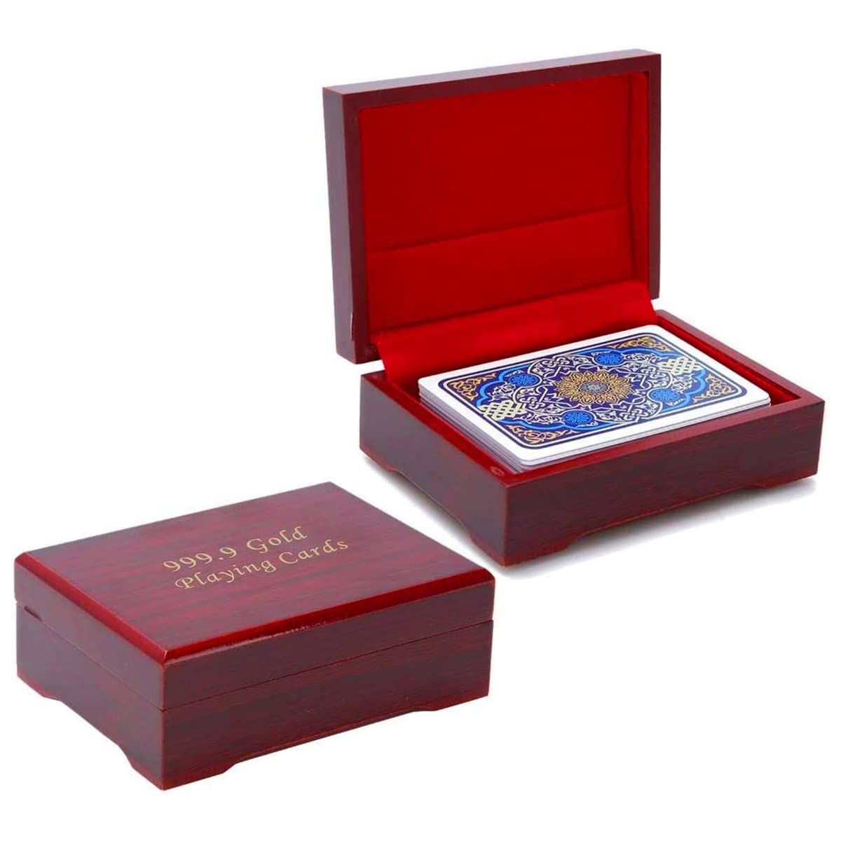 PATPAT Wooden Box Card Box Card Organizer Box Cards Deck for Poker Texas Game Palying Cards Poker Cards Storage Box, Red