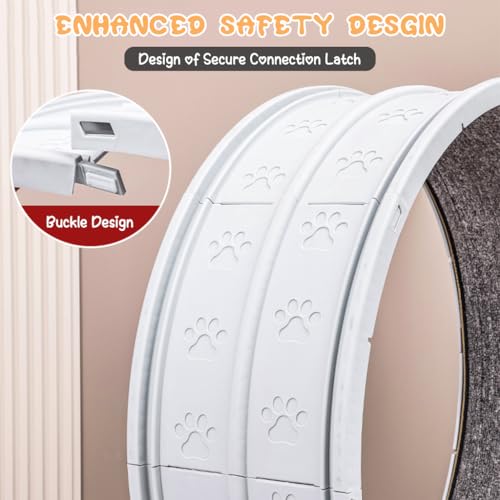 Qpets Cat Exercise Wheel Silent Rotating Car Exercise Wheel with Removable Cat Scratcher Track DIY Assembly Car Exercise Wheel with Anti-Slip Base & Safety Connection Latch Cat Treadmill Cat Toy