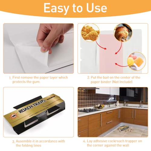HASTHIP 10pcs Cockroach Traps for Kitchen, Room, Office, Strong Adhesive Cockroach Killer, Pesticide Free Cockroach Repellent, Safe and Easy Cockroach Trap