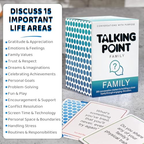 PATPAT 200 Family Conversation Cards, Put Down The Phones & Connect with Family, Get to Know Each Other Better with Meaningful Talk, Let Kids Express Themselves, Great for Dinner Table & Road Trips