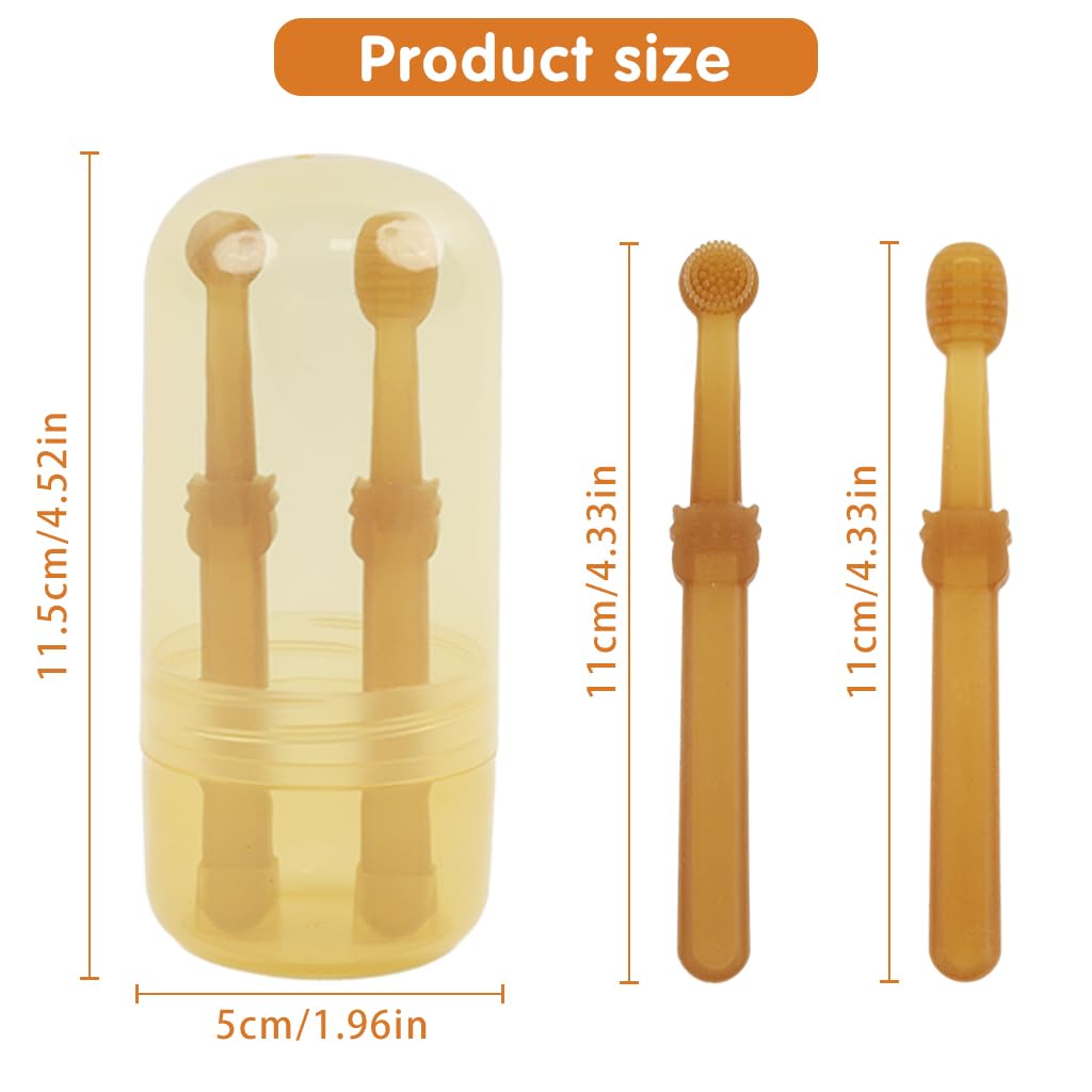 Qpets 2Pcs Dog Toothbrush with Tongue Scraper for Dogs, Puppies, Cats, and Small Pets, Soft Silicone Pet Toothbrush for Easy Teeth Cleaning, Massaging, Soothing Gums, Fresh Breath with Storage Box
