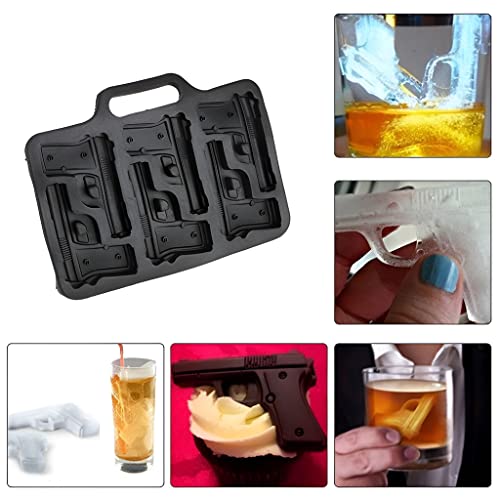 HASTHIP 2-Pack Ice Cube Tray, Food Grade Silicone TPR Ice Mould Fun Pistol (6 Grids) and Plastic Bullet (10 Grids) Ice Mould for Whiskey Cocktails Ice Cubes, Chocolates, Jello Shots