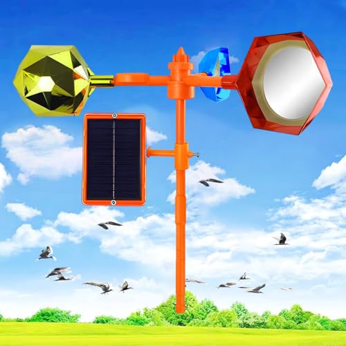 HASTHIP® Outdoor Solar Bird Repellent 360 Rotatable Deterrent Device with Horn High Decibel Multi Warning Sounds Detector Reflectors Pigeon for Balcony Garden House 3 PCS