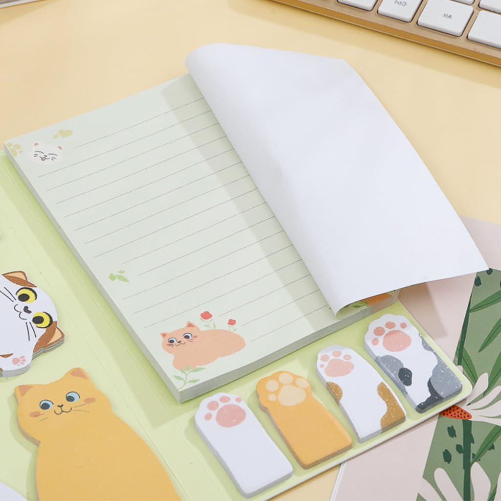 HASTHIP Cat Sticky Notes Set - Cute Sticky Note Animal Divider Tabs Bundle Writing Memo Pads Page Marker, Sticky Notes Pads for Cat Lovers Kids School Office Home Students Supplies Gifts