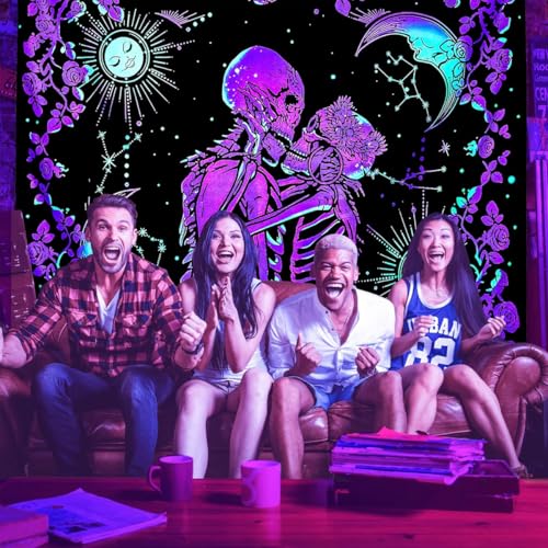 HASTHIP® Zombie Love Aesthetic Tapestry for Room Wall Decoration Night Glow Bedroom Hanging Art Dorm Decor 59inch x 78inch 2PCS