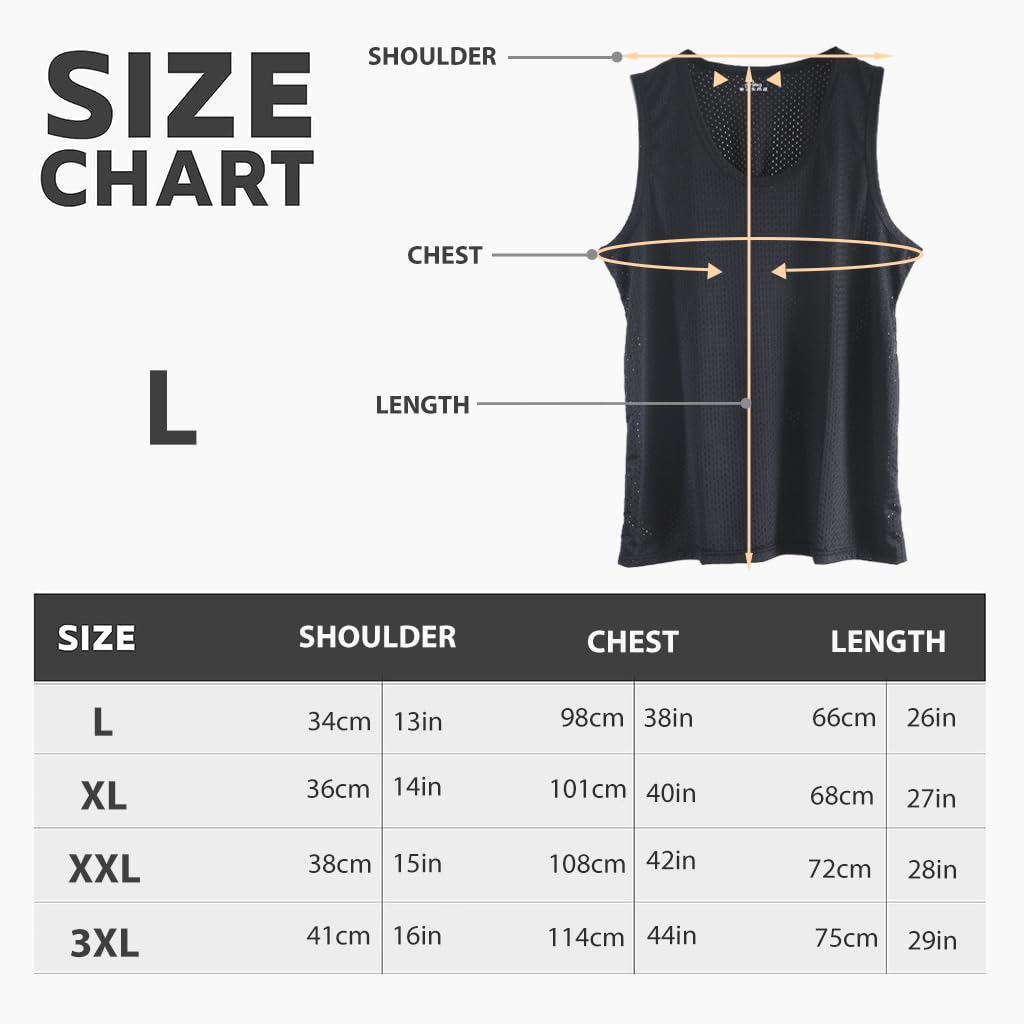 GUSTAVE Vest for Men Gym Vest Breathable Mesh Vest for Men Quick Dry Sport Vest Ice Silk Men's Vest Training Sleeveless Top for Daily, Fitness, Yoga Black
