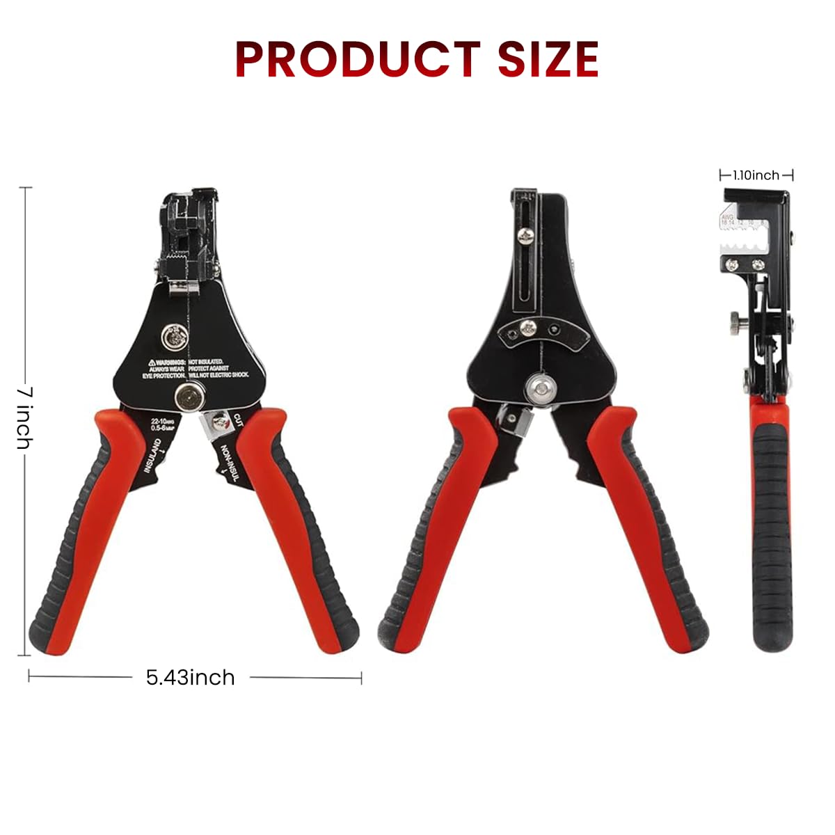 Serplex Automatic Wire Stripper Wire Cutter 3 in 1 Adjustable Wire Stripper Tool Wire Stripper and Cutter Wire Cutting Plier Wire Crimper Plier for 10-22 AWG Wire Solid and Stranded Electrical Wire