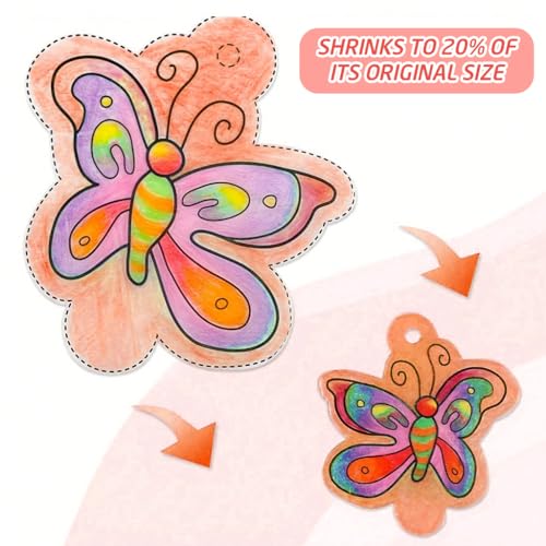 PATPAT® Shrink Paper Sheet Kit with 240PCS Multi Shrinky Art Paper 100 PCS Metal Hooks Keyrings DIY Cartoon Keychain Bag Charms Accessories Heat Craft for Kids Adults