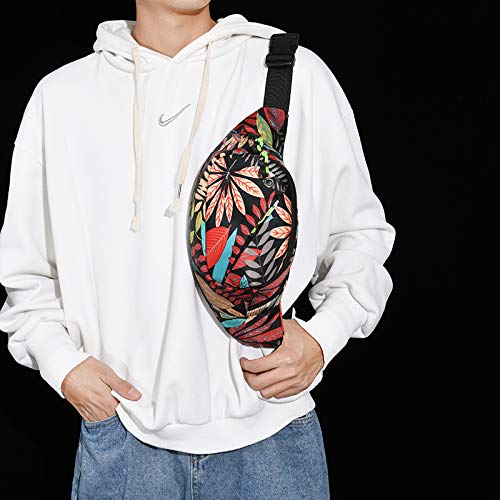 GUSTAVE Waist Bag for Men Women, Waterproof Chest Bags Stylish Fanny Pack Lightweight Bum Bag with Adjustable Strap for Outdoor Sports Running Hiking (Maple Leaf)