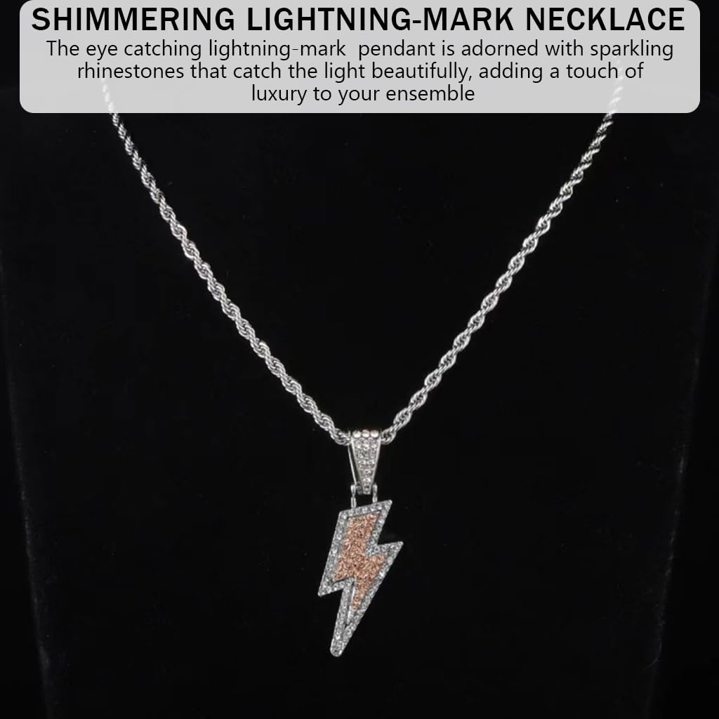 SANNIDHI Necklace for Men Stainless Steel Chain Necklace with Gift Box Lightning Bolt Design Pendant for Men Jewellery Accessories Anniversary Birthday Gift for Men, Boys, Husband