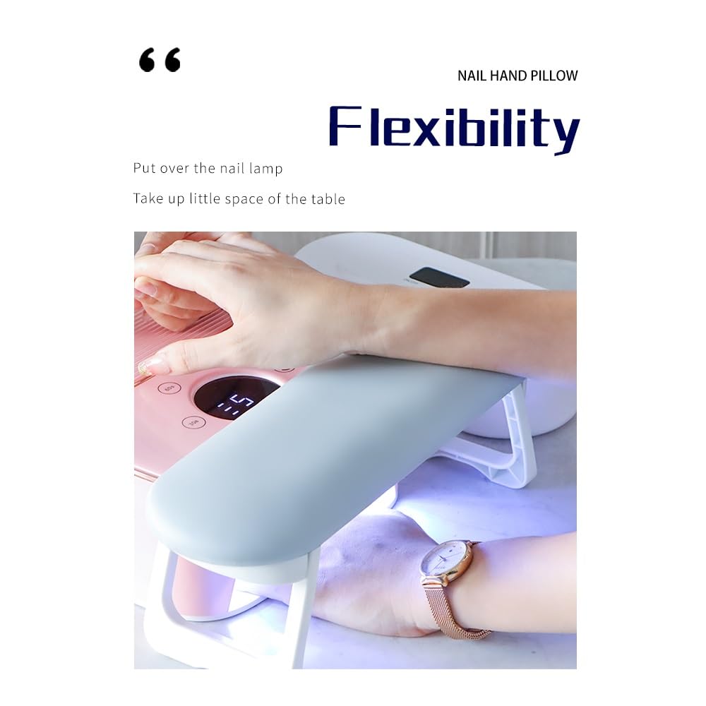 MAYCREATE Nail Arm Rest, Foldable Manicure Hand Rests Cushion Tool, PU Leather Soft Sponge Hand Rest, Nail Hand Pillow Stand with PVC Table Mat for Acrylic Nails Salon Use