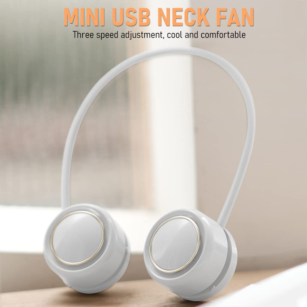 HASTHIP 1600mAh Wire Wound Storage Neck Fan, Mini Usb Neckband Fan Hands Free Bladeless Neck Fan, with 3-Speed Foldable Neck Fan for Travel, Walking, Commuting, Outdoor Indoor, kitchen