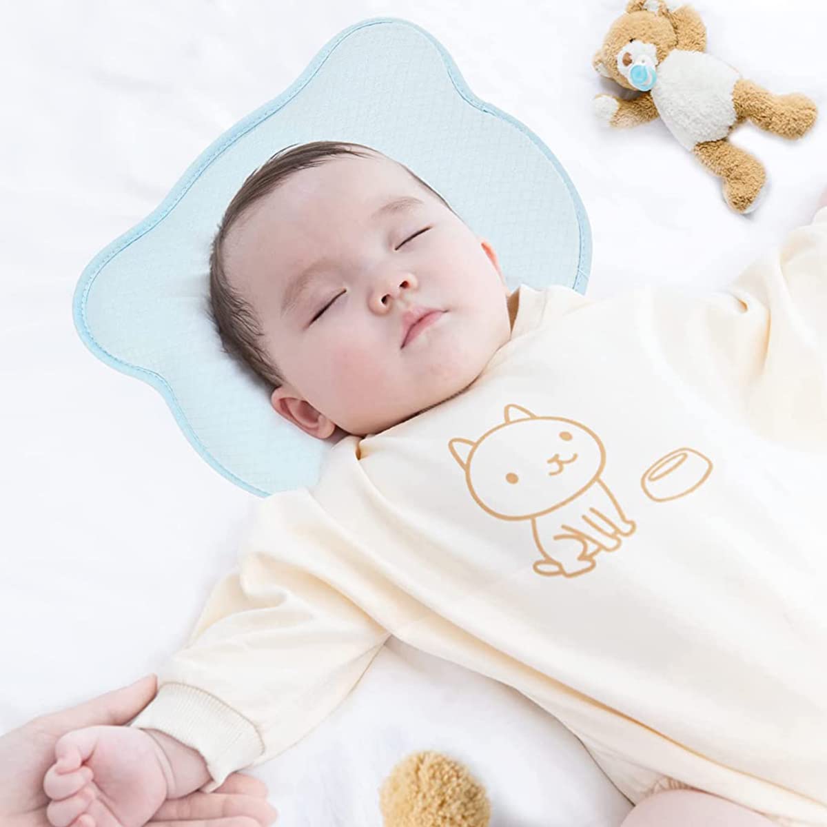 SNOWIE SOFT Baby Pillows for New Born, Baby Head Shaper Pillow with Durable Air Layer Fabric and Breathable Memory Cotton, Soft Kids Pillow with Anti-Bacterial Performance for 0-3 Years Old